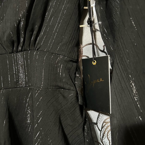 Little Black Dress with Metallic Threads Sheer Sleeves and ruffles - Picture 2 of 4